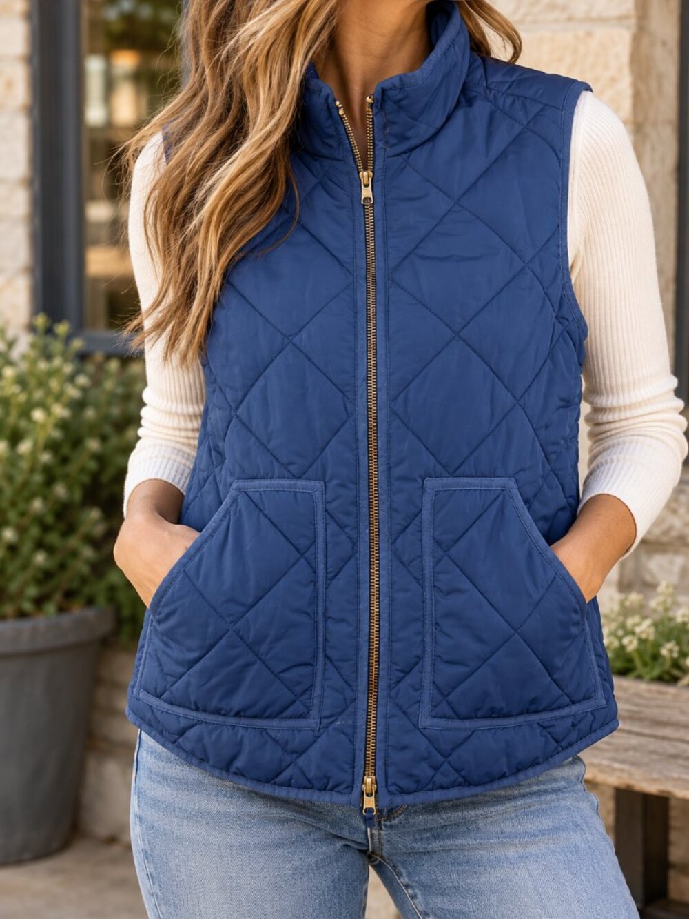 J.Crew Navy Puffer Vest XS